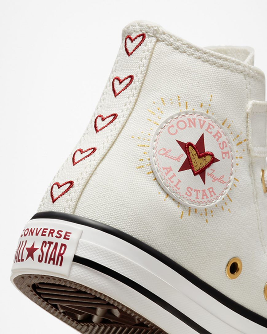 Tenisky Vysoke Converse Chuck Taylor All Star Easy-On Hearts Dievcenske Biele Tmavo Červené | SK PBDHW3